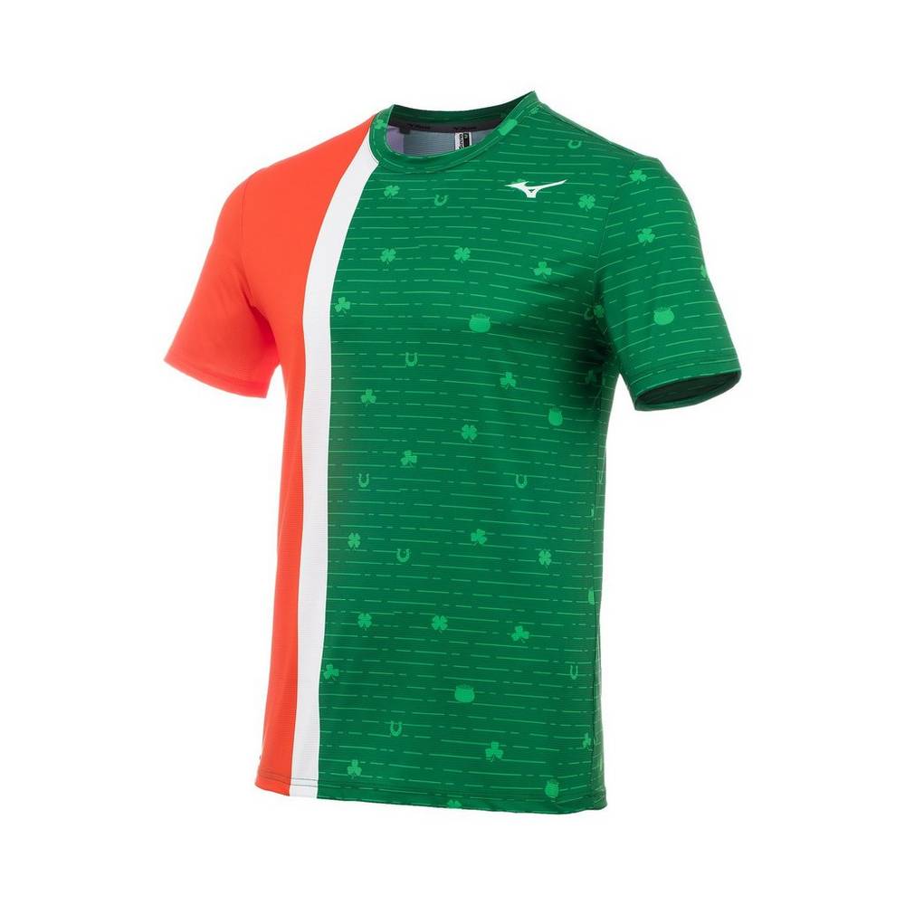 Camisetas Mizuno Printable Short Sleeve Hombre Verde Ofertas SUIL-26709